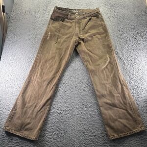 Carbon Jeans Mens 32x32 Brown Cotton Denim Straight Leg Travel Faded Workwear